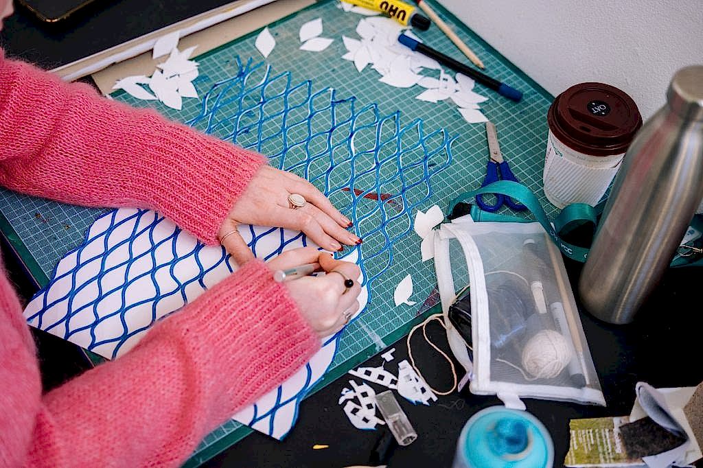 Student working on a design project