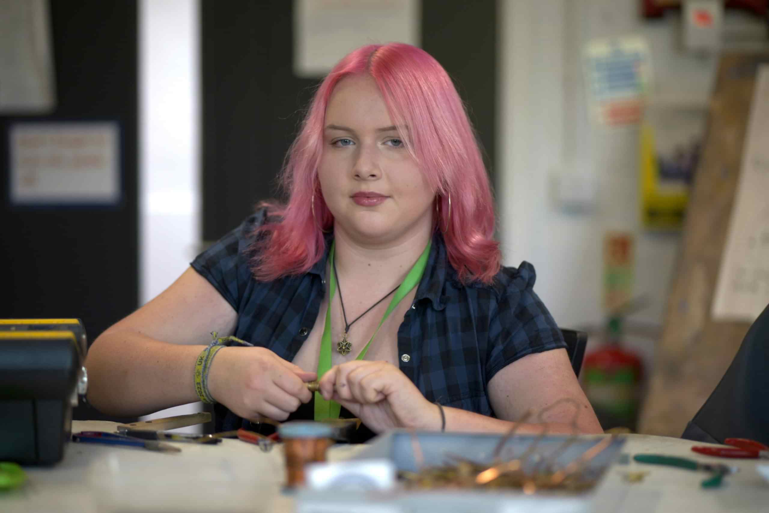 Young female student in the jewellery studio